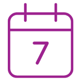 Icon showing a calendar with a number seven on it