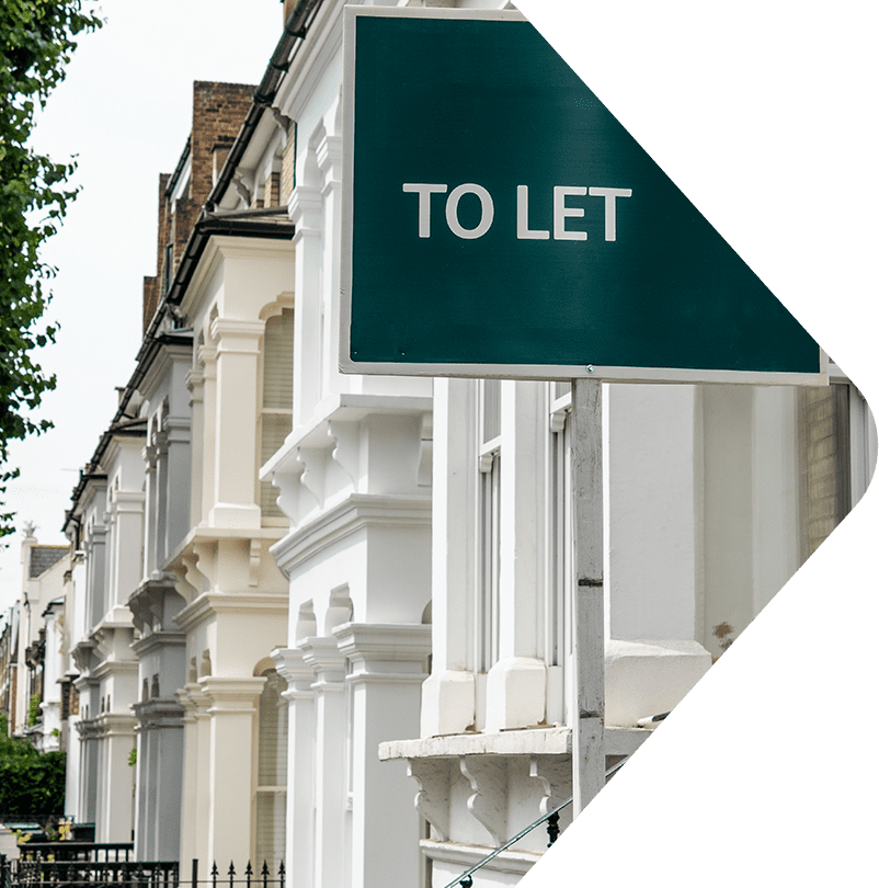 Image showing a row of houses with a "To Let" board outside